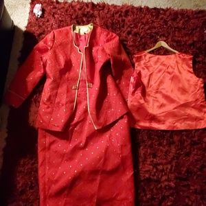 3 piece Gold & Red suit